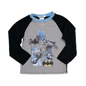 BATMAN Boy's Black And Grey Graphic Long Sleeve Pajama Top Size 6